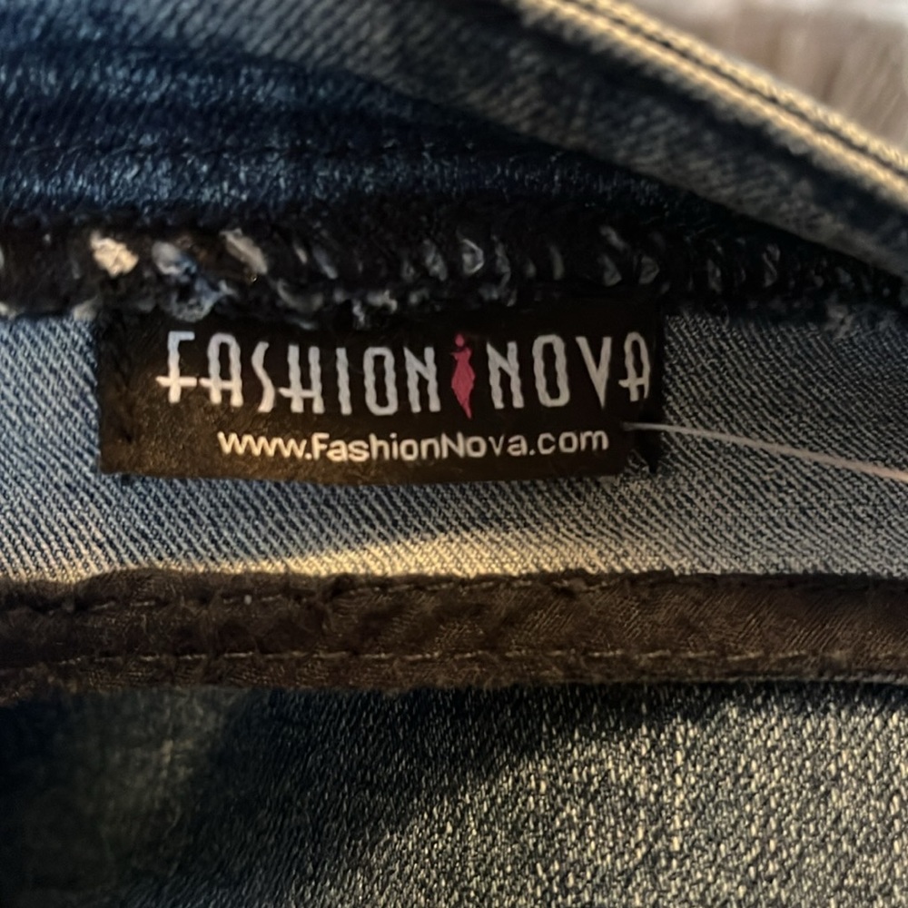 Fashion Nova NWT Denim Dress w/Front zipper 3/4 sleeves & open back Size XL - Picture 7 of 11